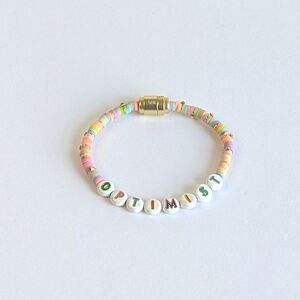 Kendra Scott Reece "OPTIMIST" Friendship Bracelet Pastel Pink Purple Blue Gold